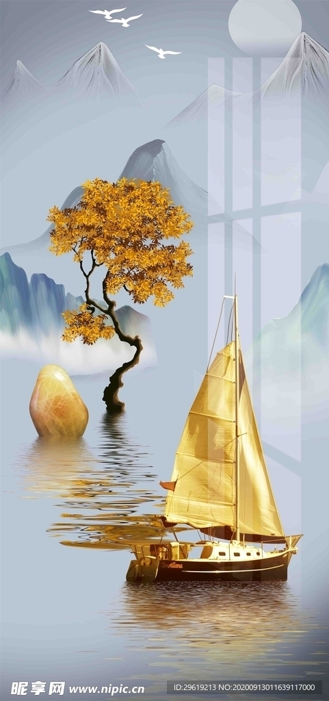 现代轻奢装饰画石来运转图片