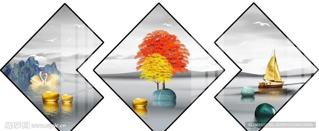 轻奢简约装饰画图片