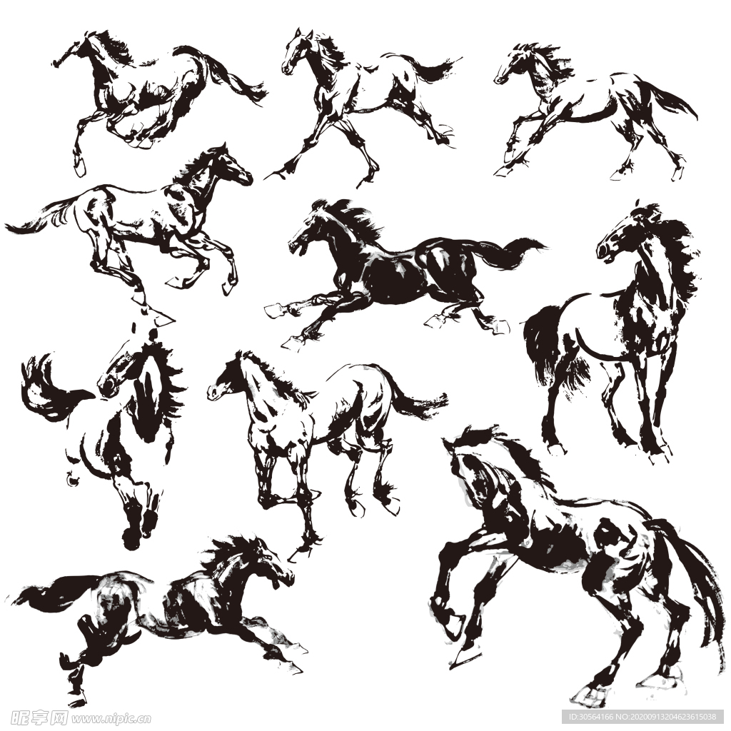 骏马飞奔标识标志图标素材