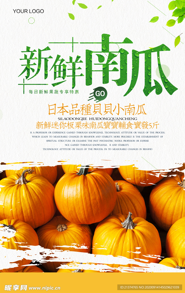 新鲜南瓜促销海报