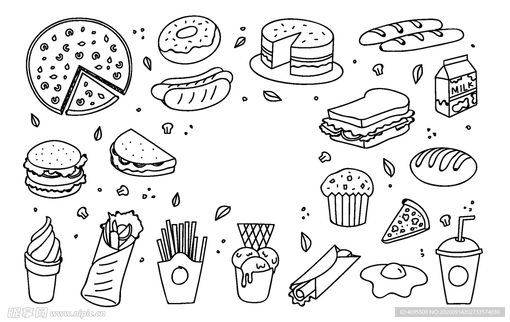 卡通餐饮图案矢量图