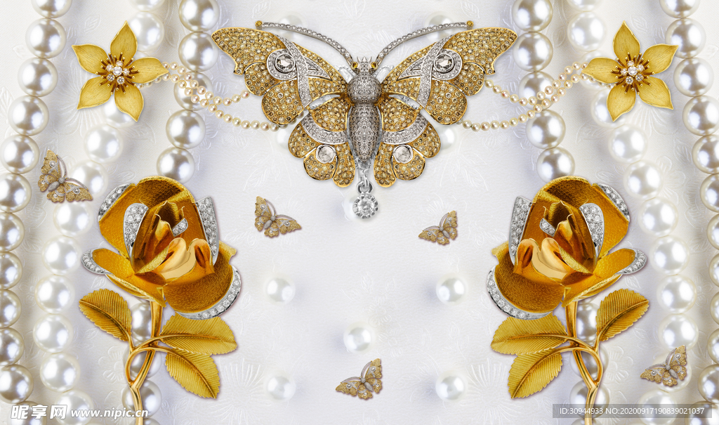 珠宝花卉背景墙