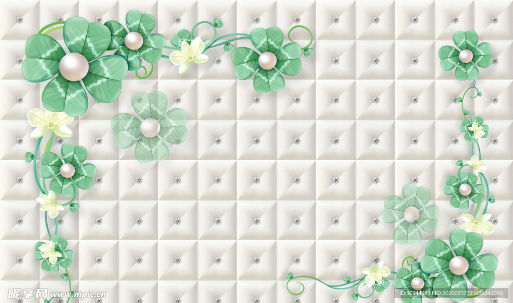 珠宝花卉背景墙