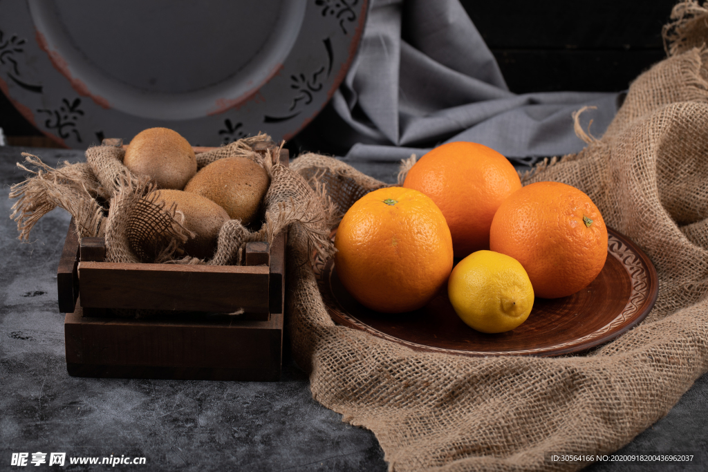 橙子猕猴桃水果背景素材