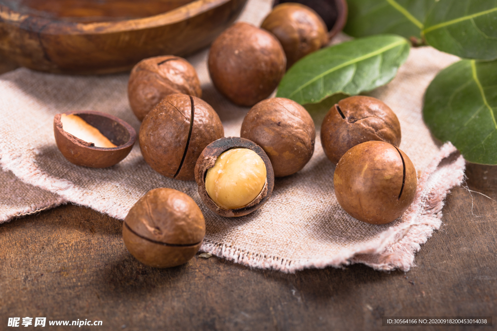 夏威夷果零食甜品背景素材