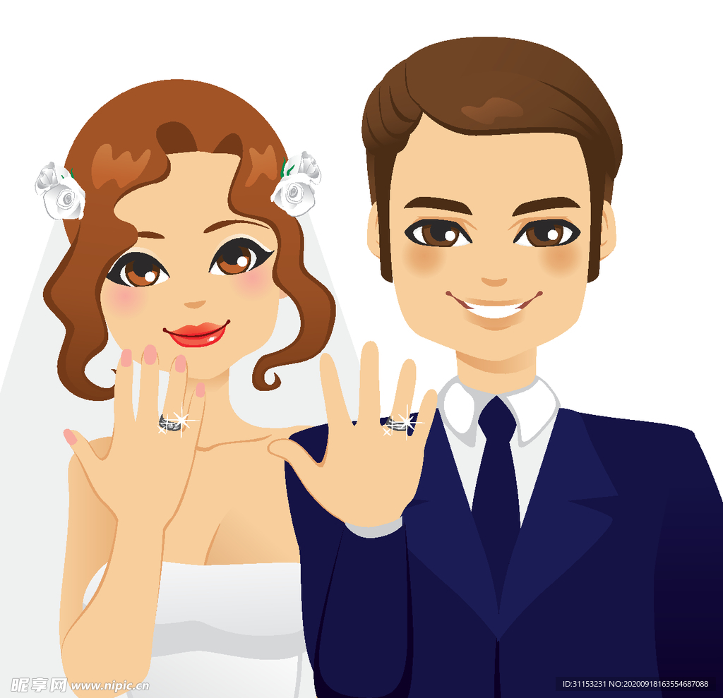 卡通新郎新娘