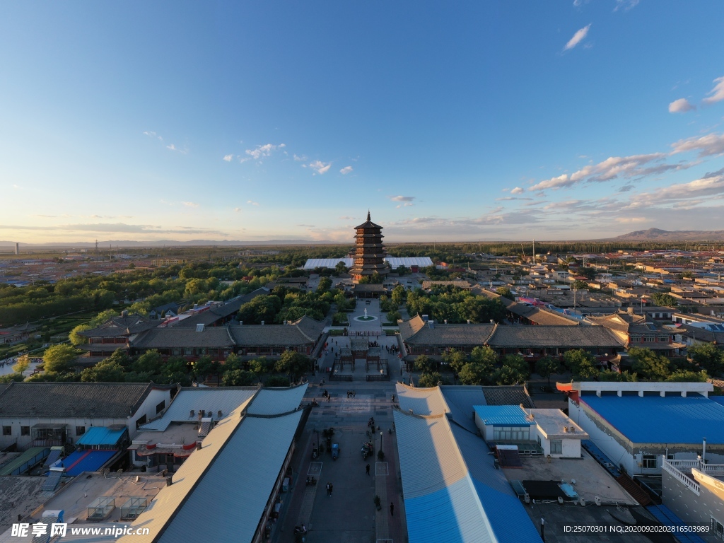 应县木塔航拍广角