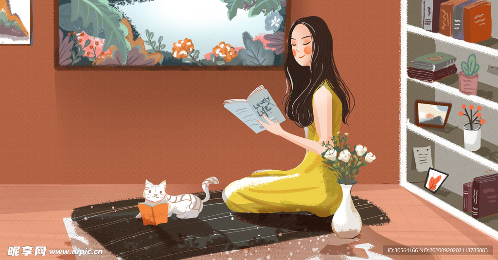 人物少女插画卡通海报素材