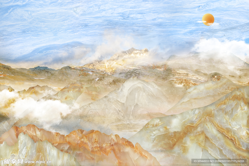 石纹山水背景墙