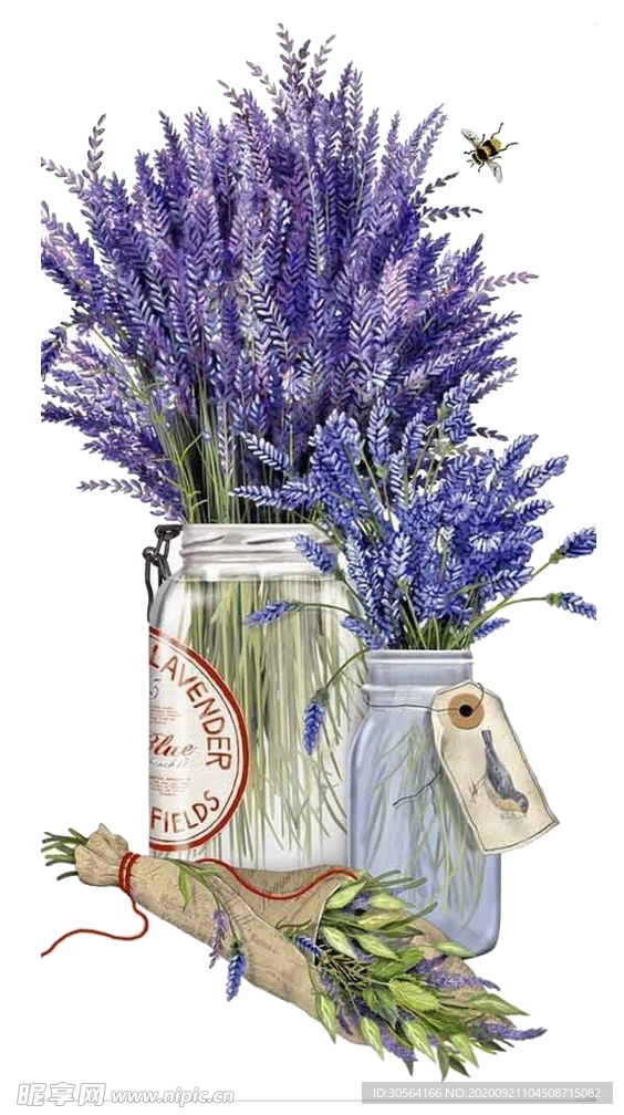 紫色薰衣草卡通背景素材