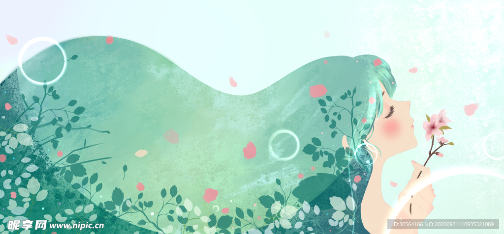 人物女性插画卡通背景素材