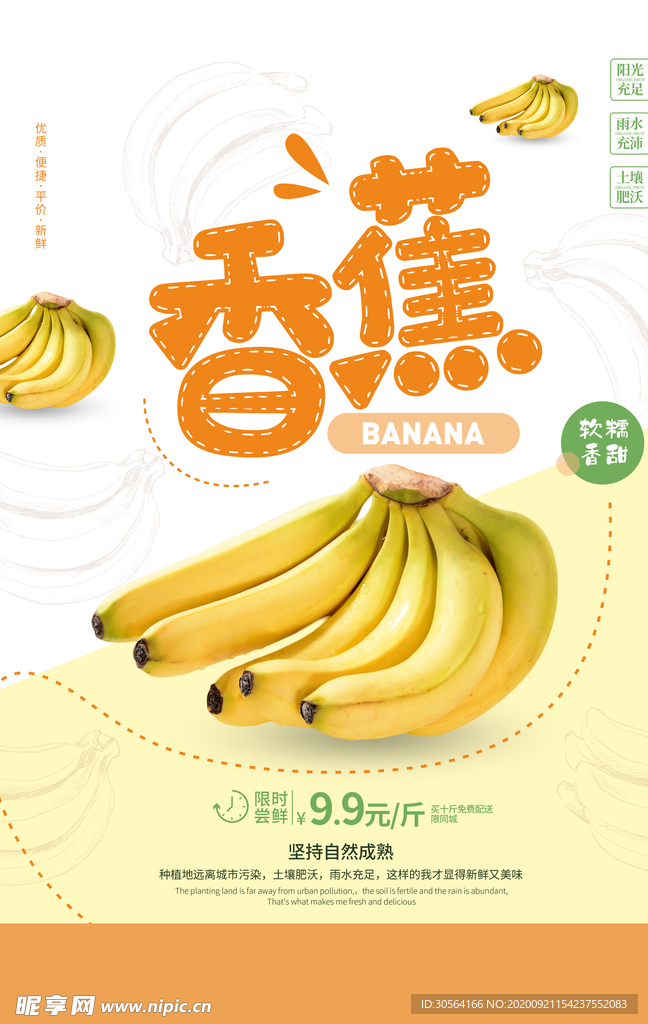 香蕉水果活动宣传海报素材