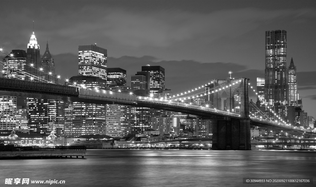 灰色夜景装饰画背景墙