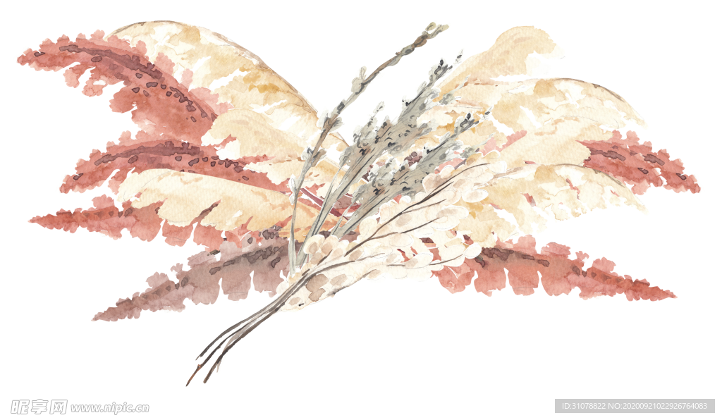 北欧小清新水彩植物图案