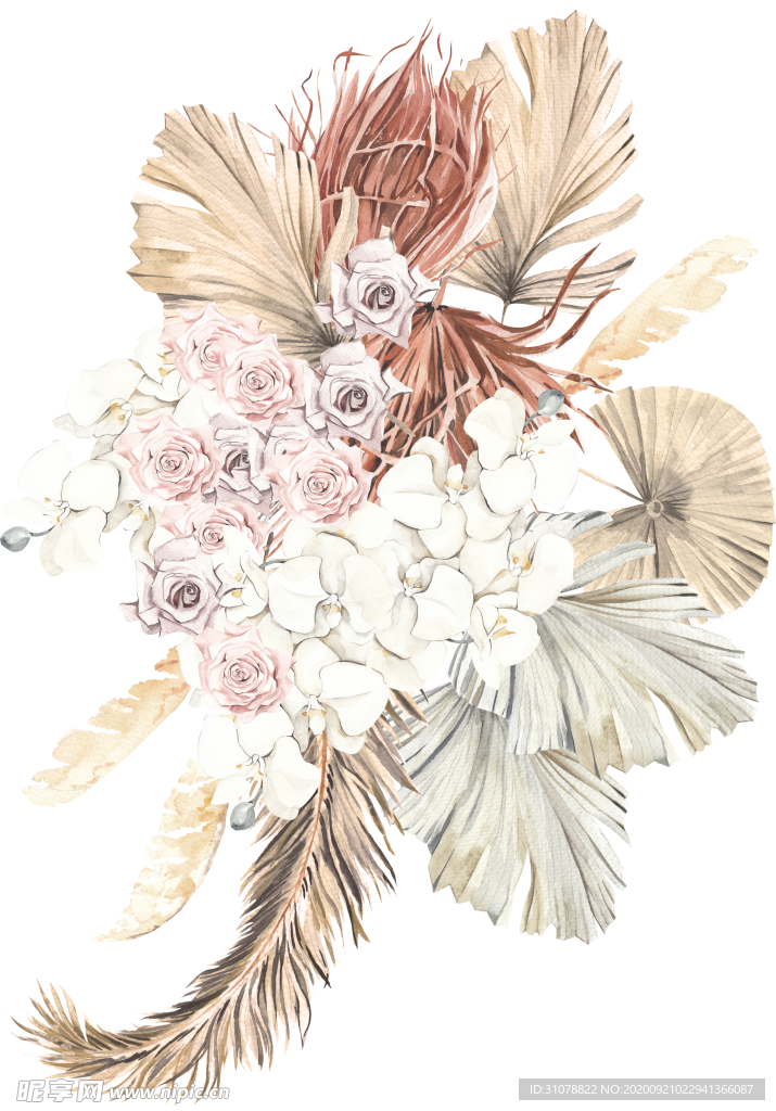 北欧小清新水彩植物图案