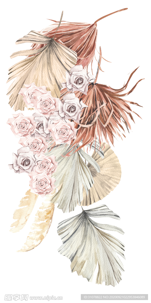 北欧小清新水彩植物图案