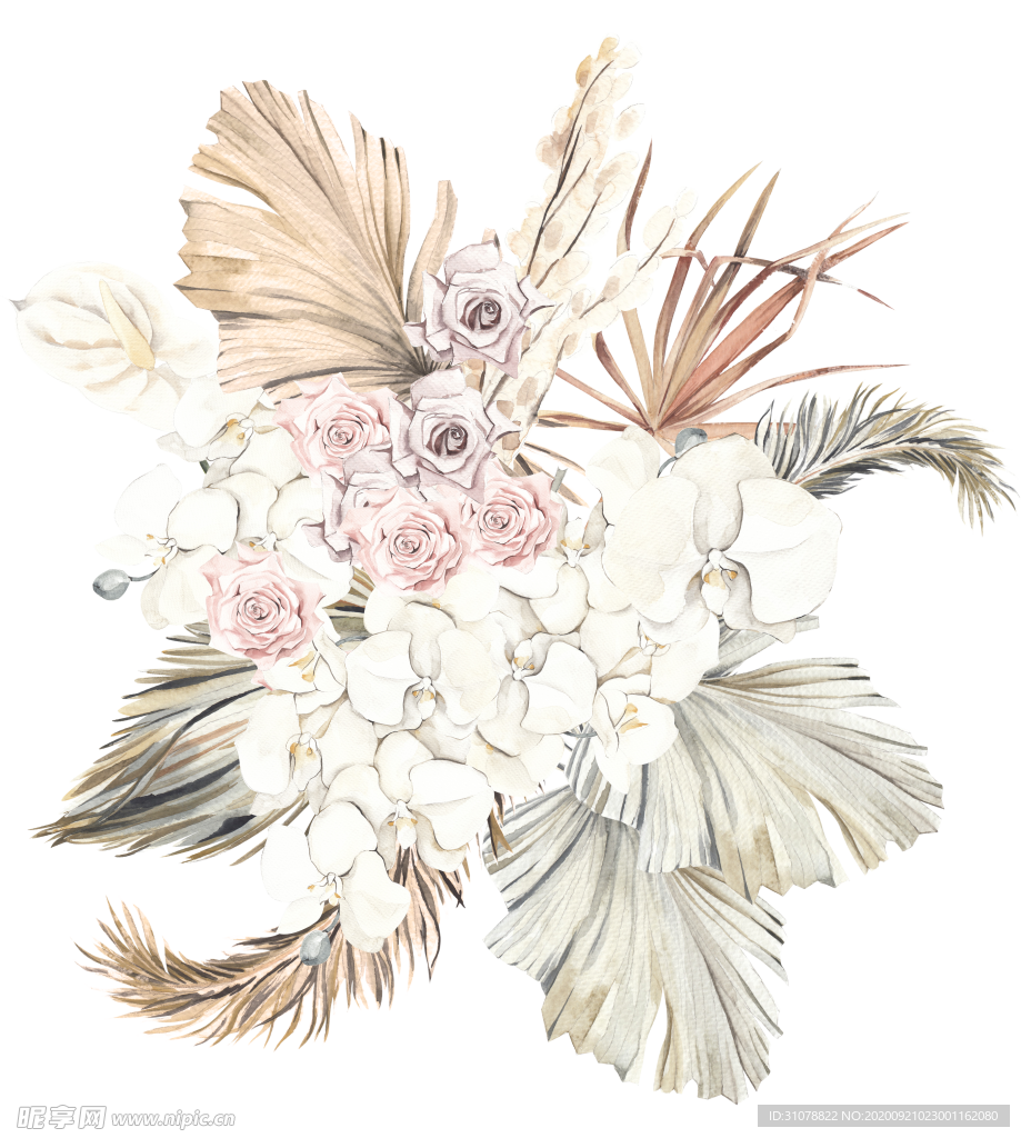 北欧小清新水彩植物图案