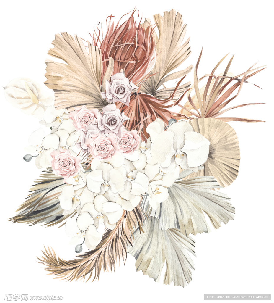 北欧小清新水彩植物图案