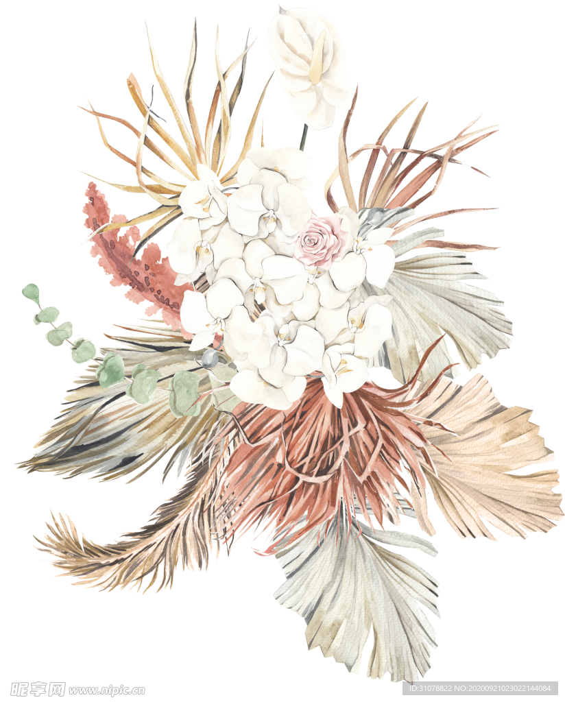 北欧小清新水彩植物图案