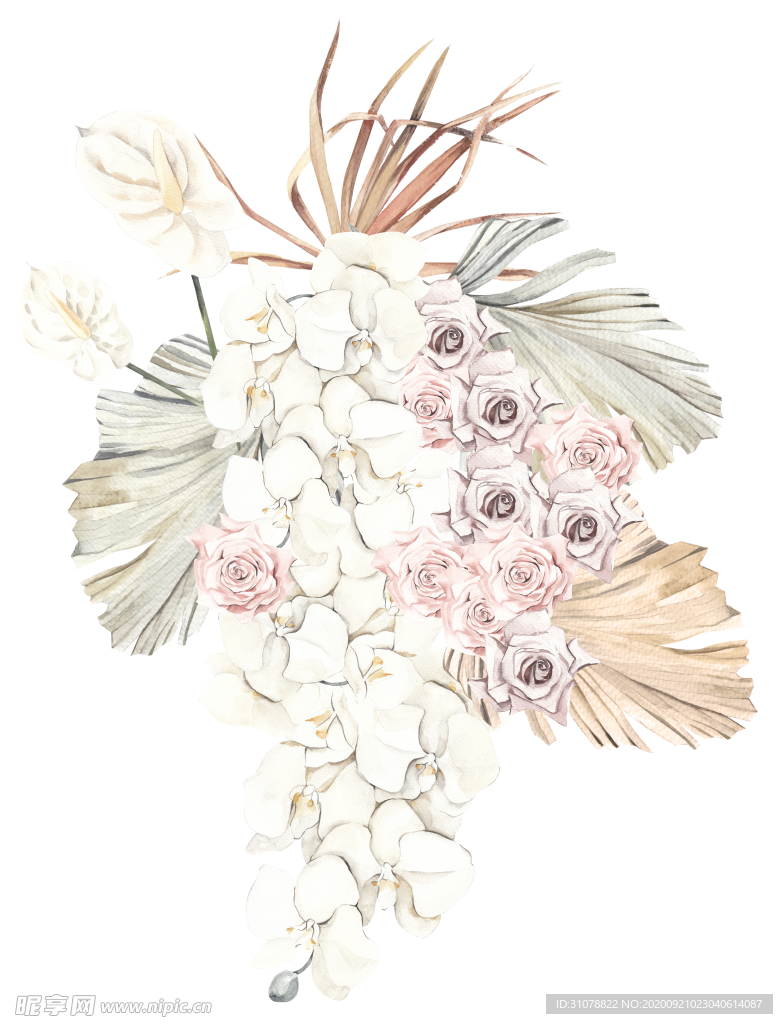 北欧小清新水彩植物图案