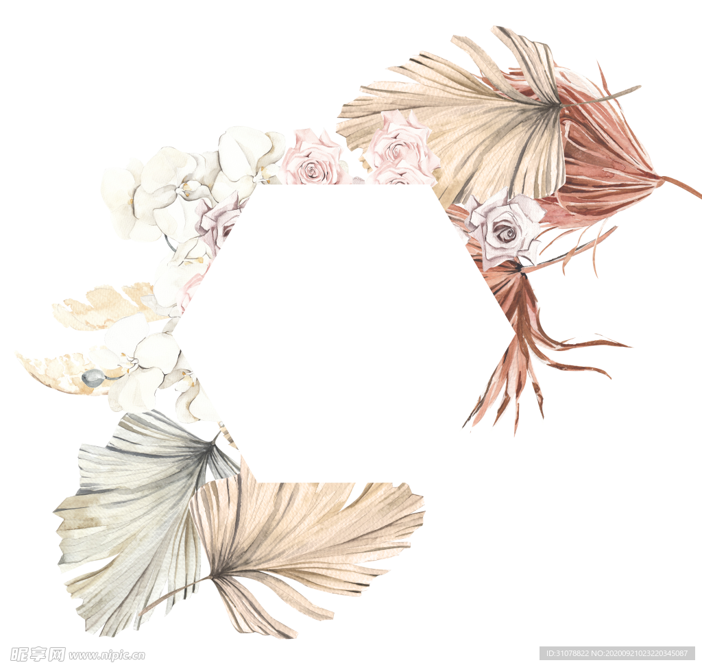 北欧小清新水彩植物图案