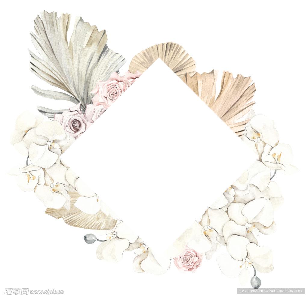 北欧小清新水彩植物图案