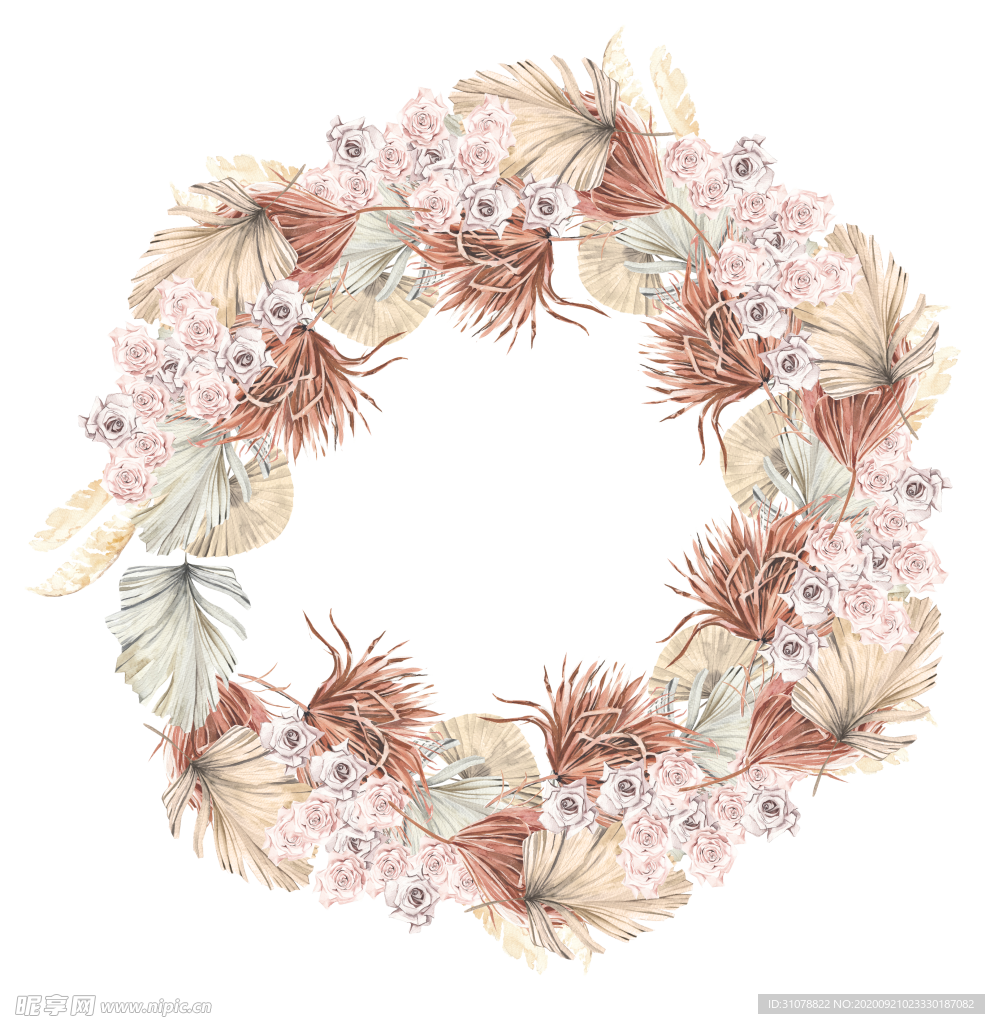 北欧小清新水彩植物图案