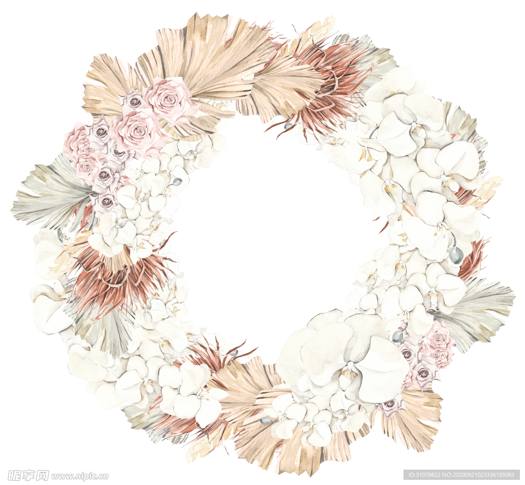 北欧小清新水彩植物图案