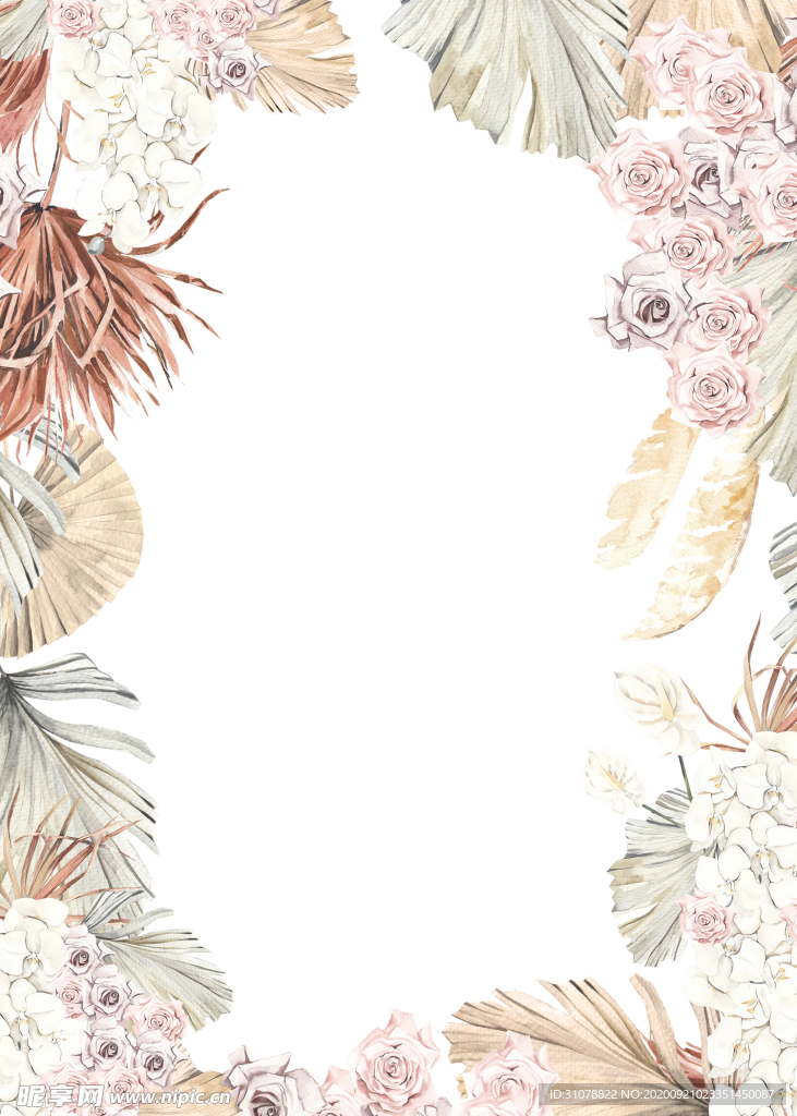 北欧小清新水彩植物图案