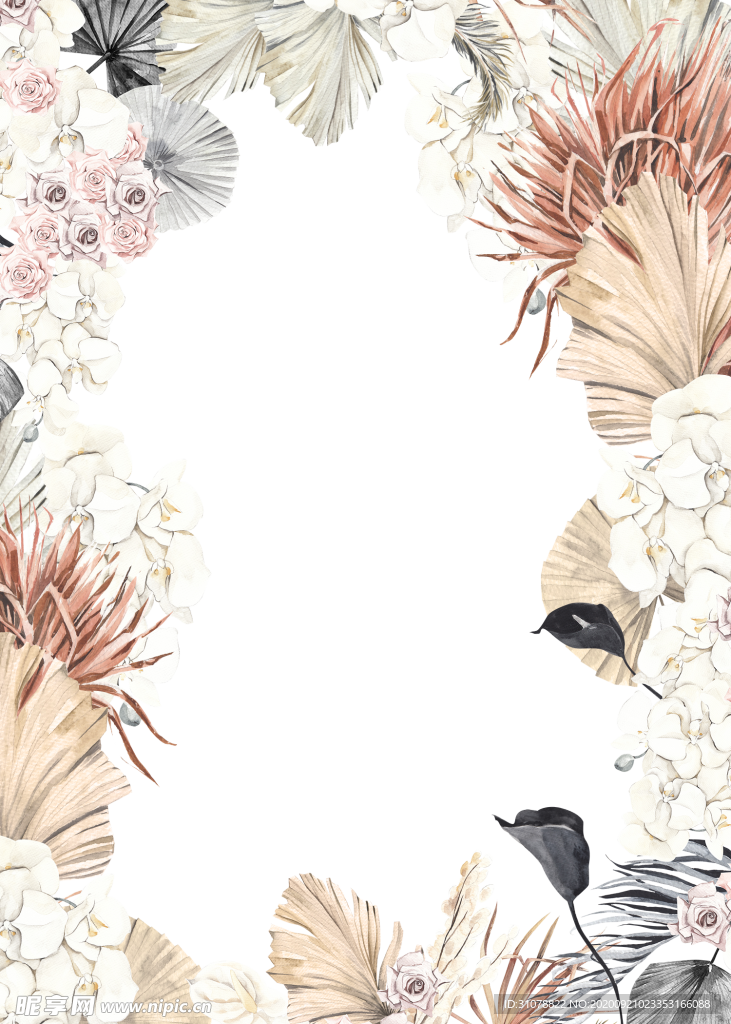 北欧小清新水彩植物图案