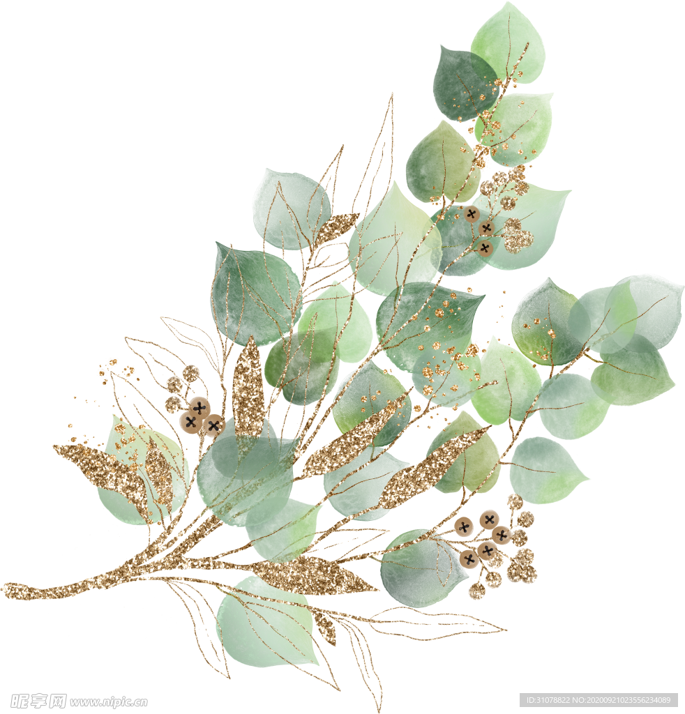 北欧小清新水彩植物图案