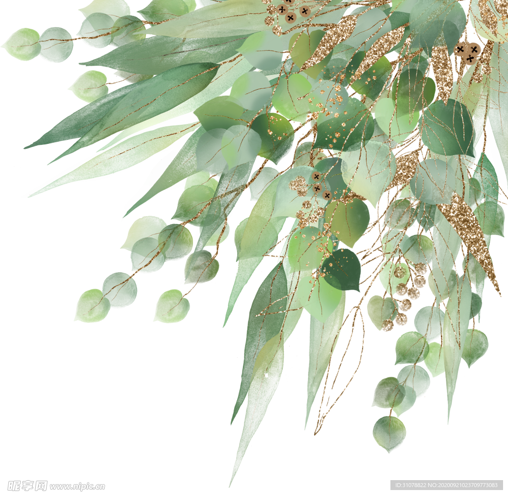 北欧小清新水彩植物图案