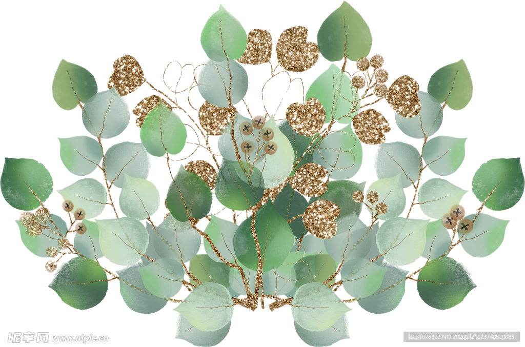 北欧小清新水彩植物图案