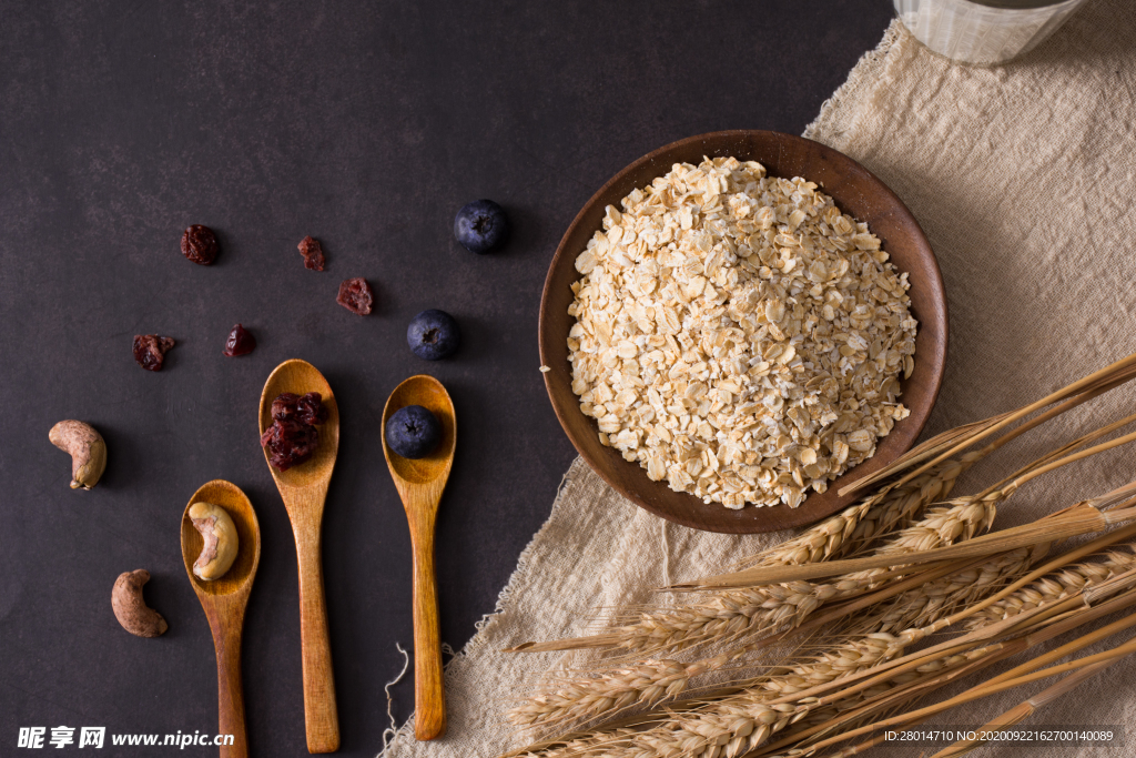 燕麦早餐美食食材背景素材