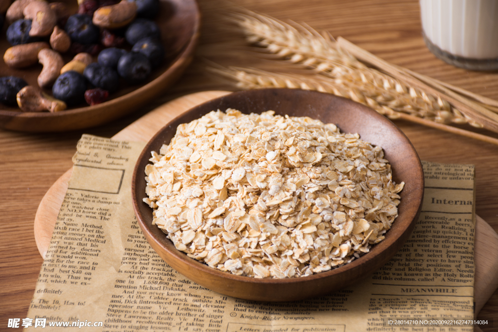 燕麦早餐美食食材背景素材图片