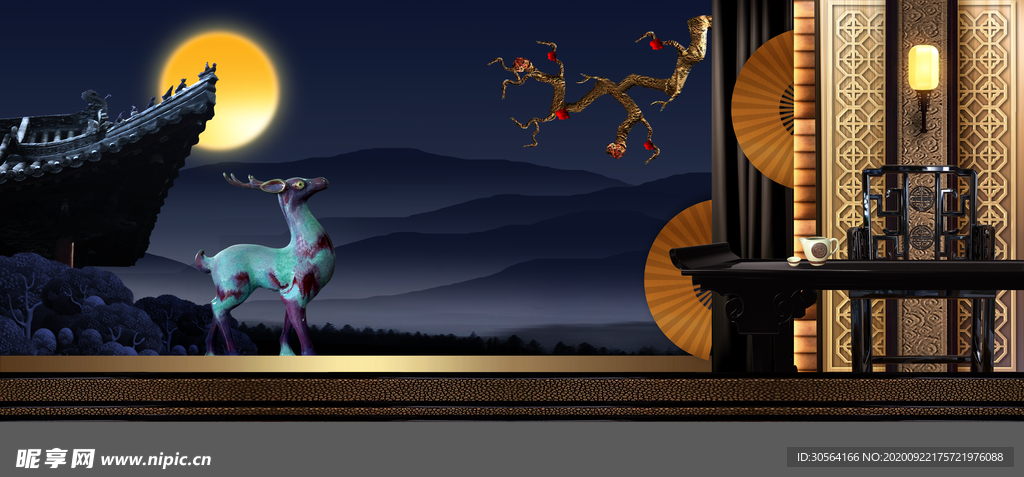 地产复古国风活动宣传背景素材