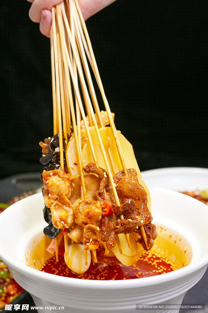 火锅串串美食食材背景素材