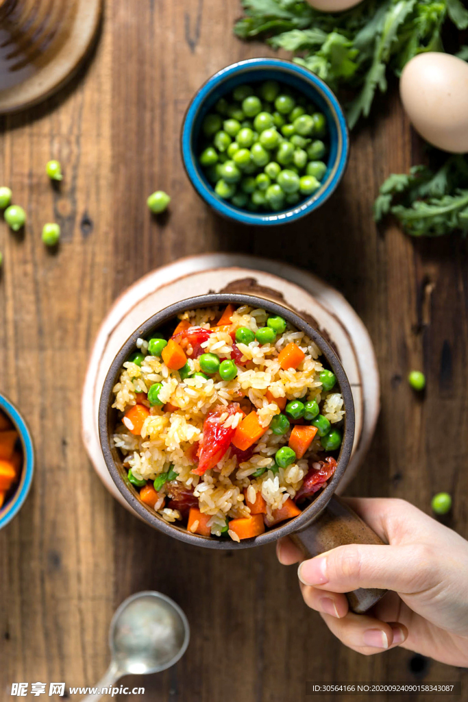 扬州炒饭美食食材背景素材