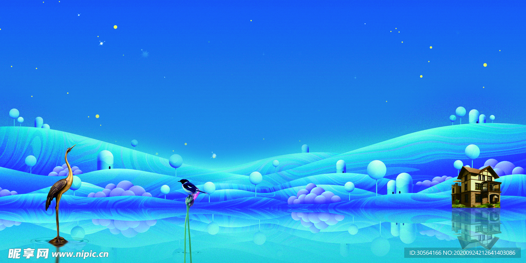 地产复古山水活动背景素材