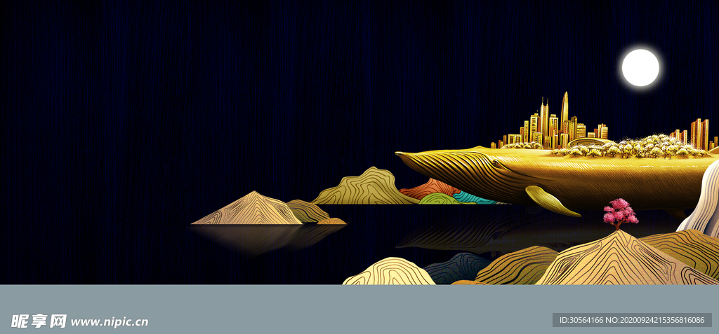 地产复古山水活动背景素材