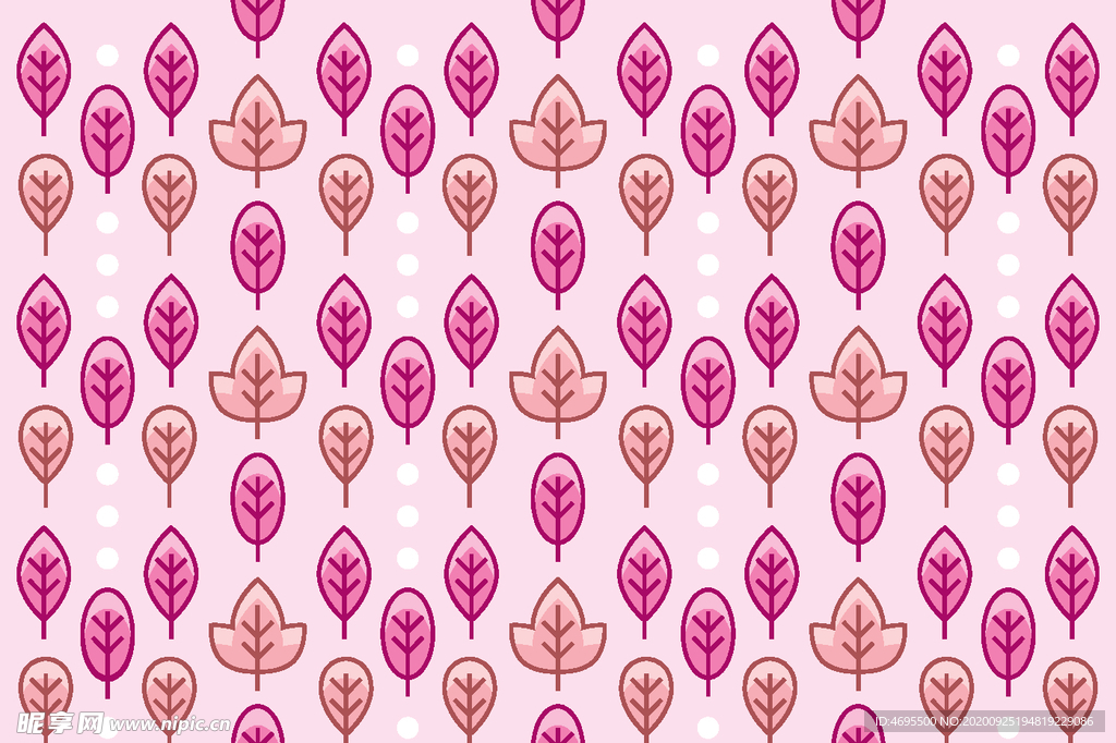 卡通树叶印花图案