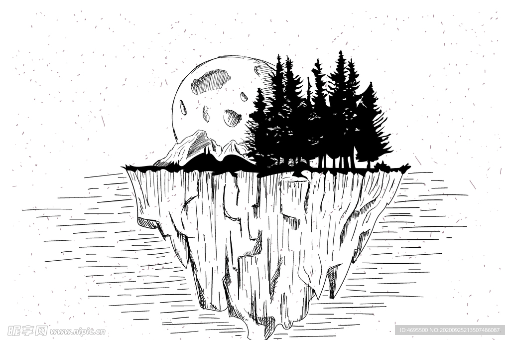 手绘冰山一角卡通矢量图