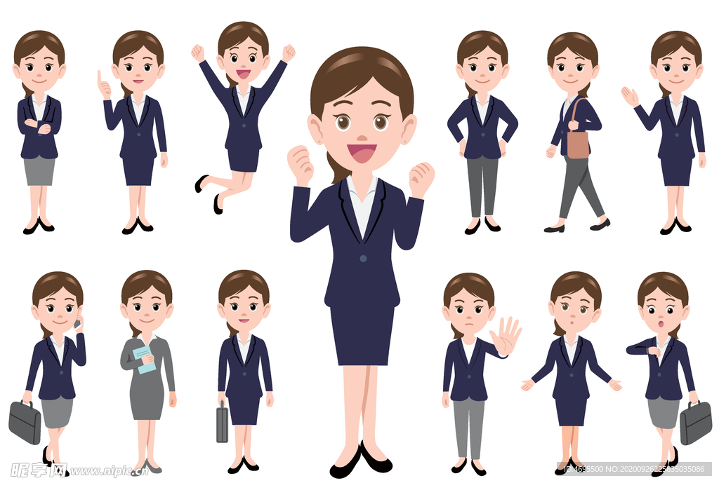 女白领商务卡通矢量图