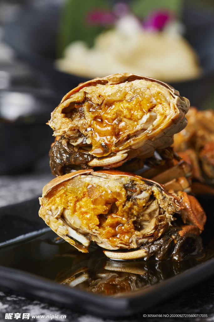 蟹黄美食食材背景海报素材