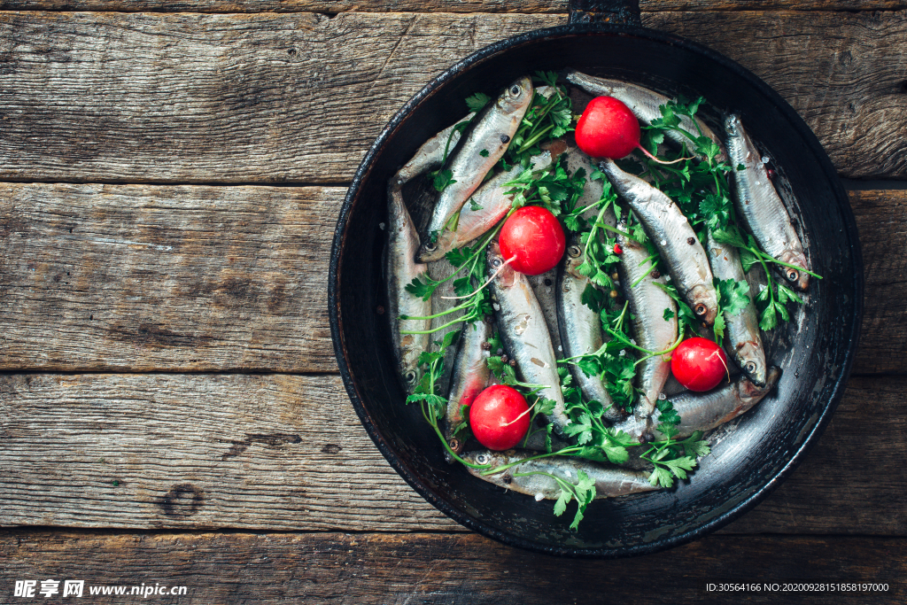 沙丁鱼美食食材背景海报素材