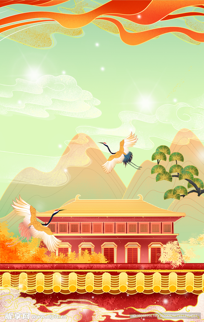 中秋海报插画背景