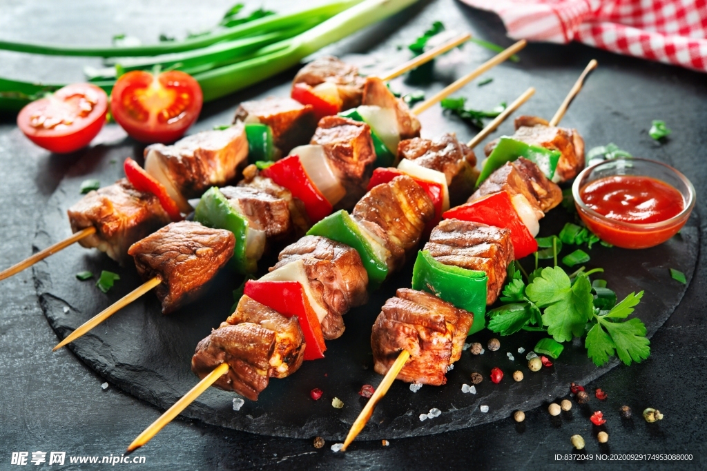 烤肉串 烧烤 彩椒肉串 牛肉串