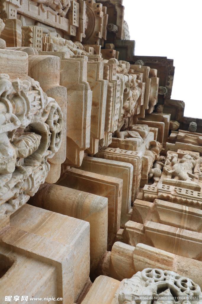 建筑墙壁浮雕背景海报素材