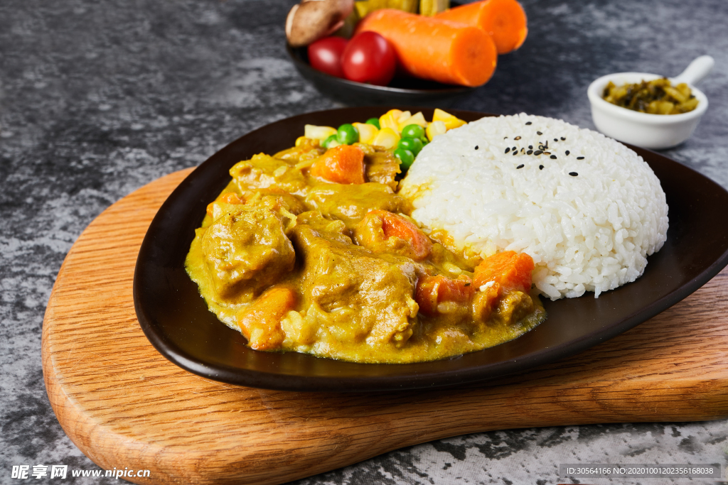 咖喱盖饭美食食材背景海报素材