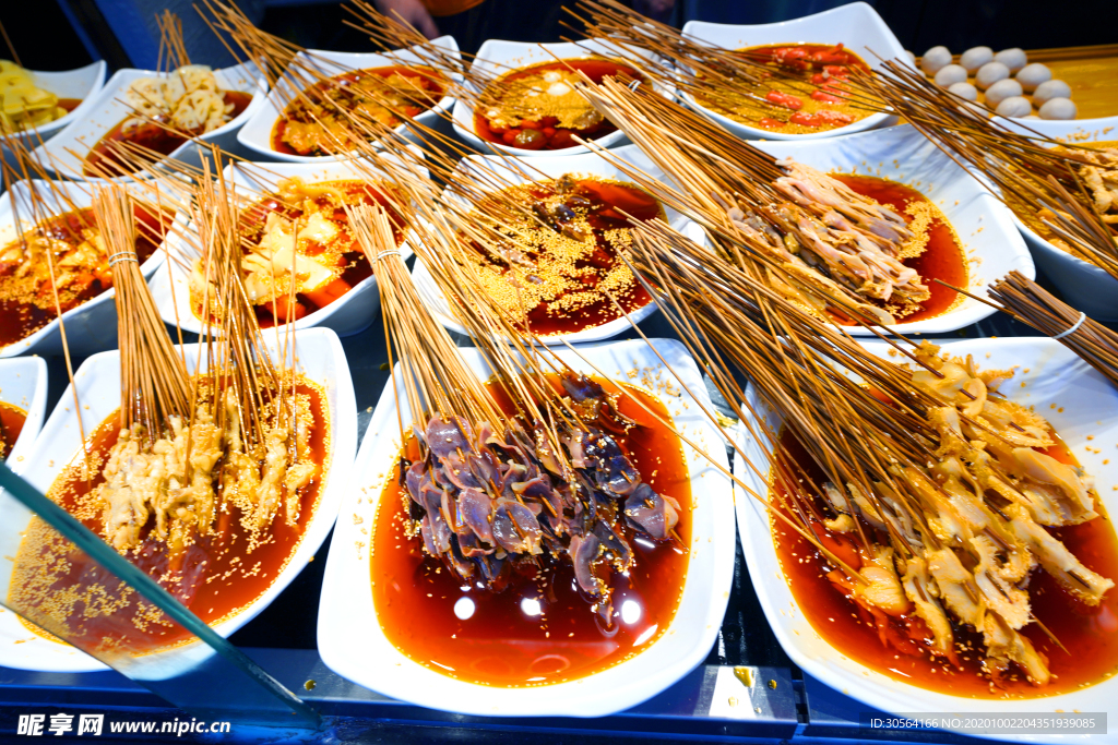 火锅串串美食食材背景素材